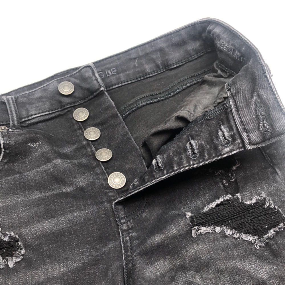 BUTTONFLY AMERICAN EAGLE SUPER HI-RISE SHORTIE JEAN SHORTS 6/28 ⭐️ - Picture 2 of 11